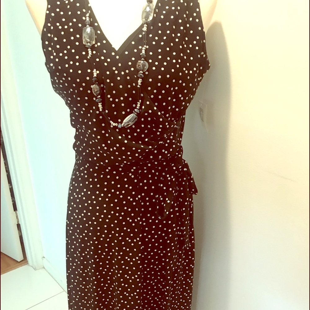 NWT Anne Klein Black & White Polka Dot  Dress 10